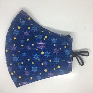 HANUKKAH STARS 100% COTTON 3-LAYER MASK & LANYARD